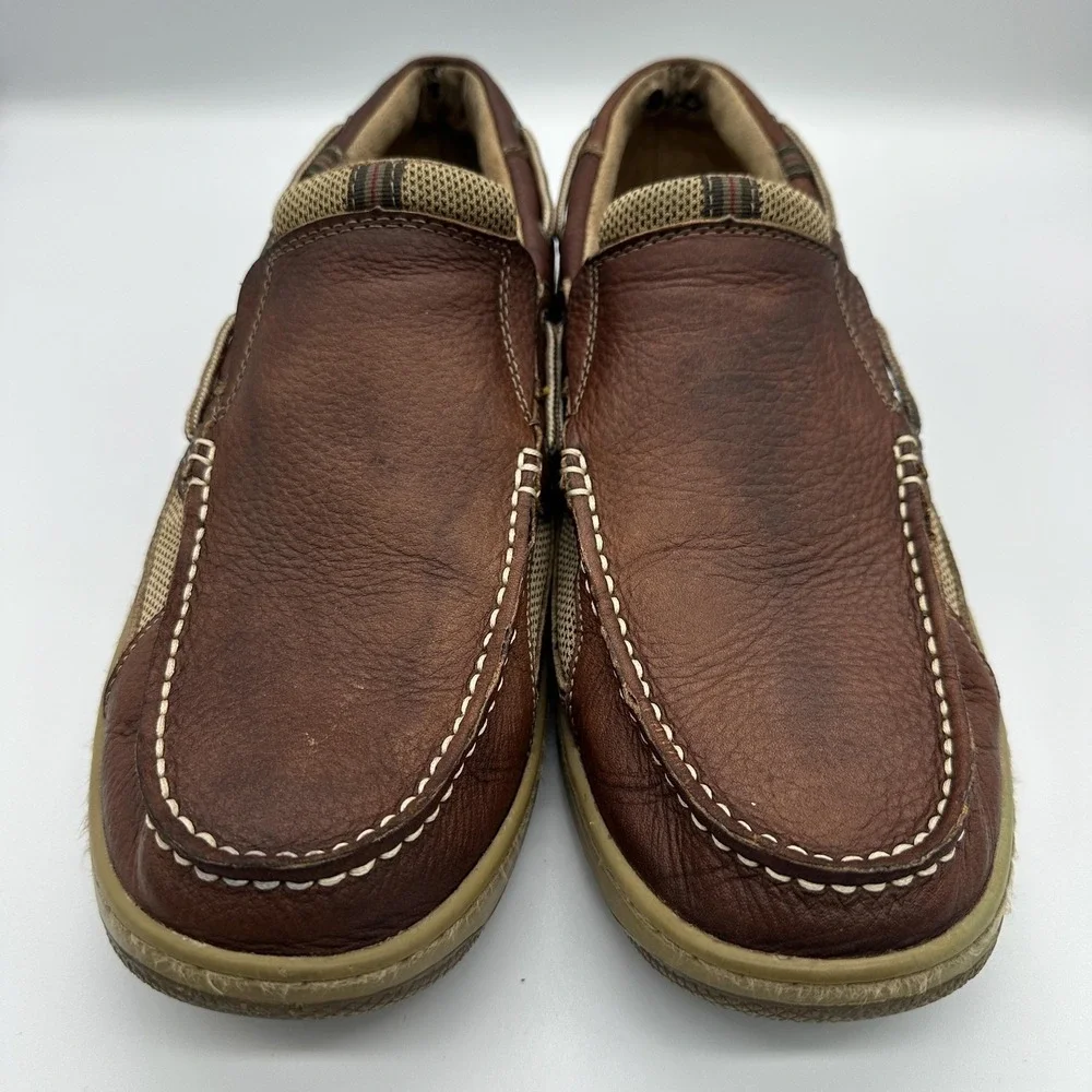 Bass Baron III Shoes Mens Size 13 Brown‎ Leather Slip On Casual Boat Loafers